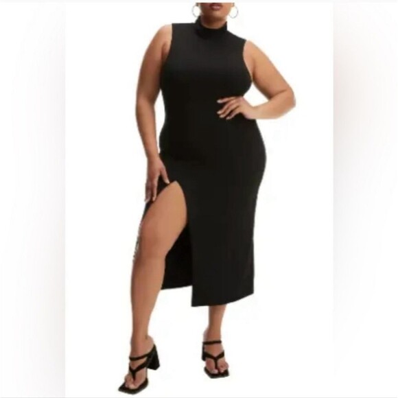 Good American Black Sleeveless Mock Neck Dress Size 5XL New With Tags - Picture 1 of 11